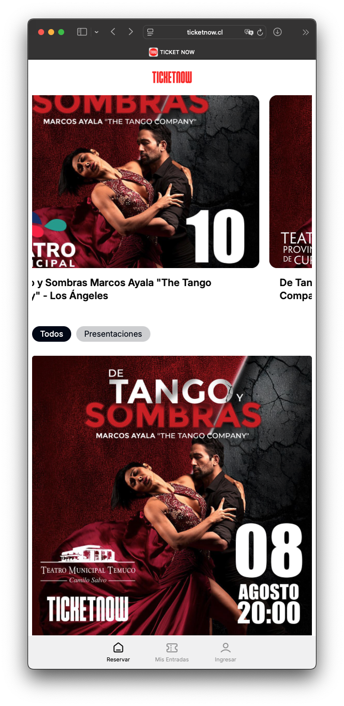 Catálogo de eventos personalizado